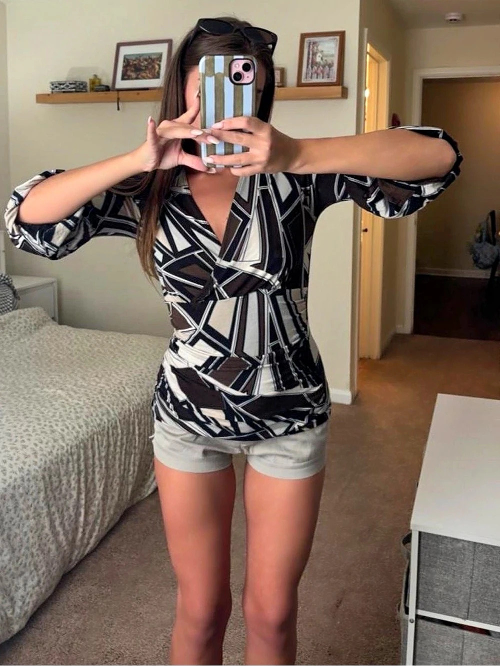 Vintage 2002 Geometric Wrap Blouse